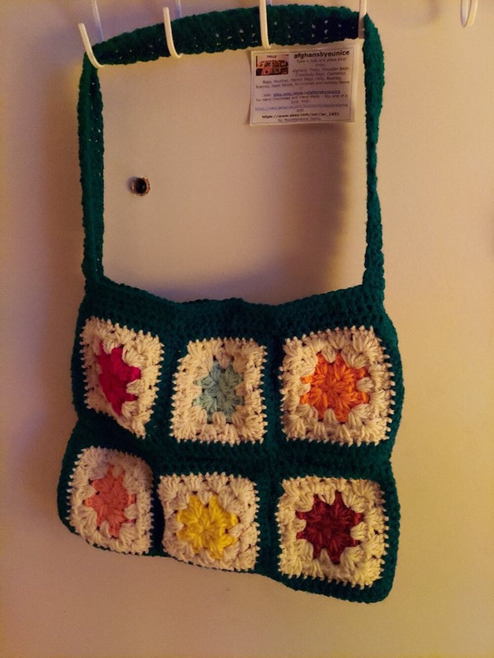 Ivy Transfers hand crocheted tote, 14x14 inches